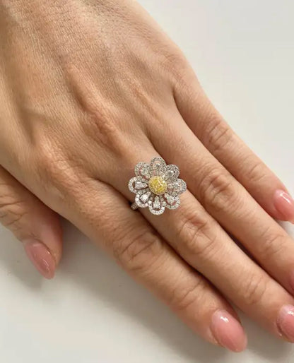 Gold Palladium Yellow Jewelry And Diamond Ring