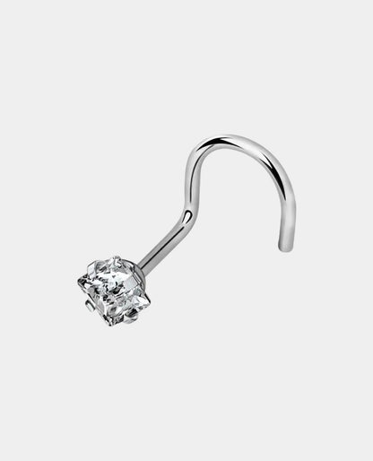 Nose Gem Pronged Corkscrew Stud