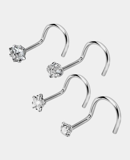 Nose Gem Pronged Corkscrew Stud