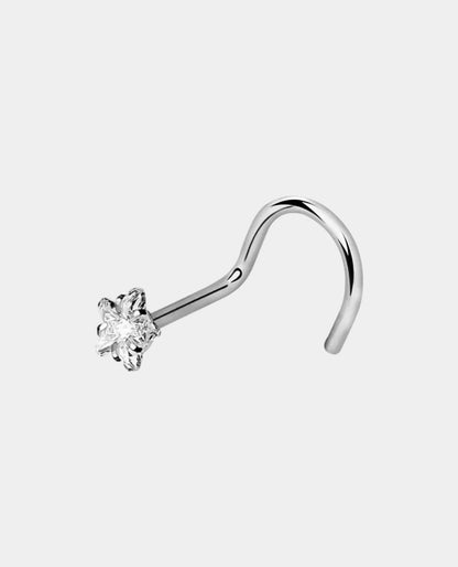 Nose Gem Pronged Corkscrew Stud